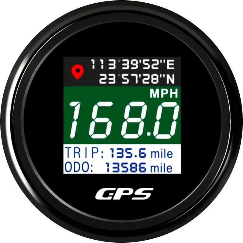 ARTILAURA عداد سرعة GPS 2-1/16" 52mm عداد سرعة قارب رقمي MPH Km/h Knot شاشة TFT هوائي عداد المسافات للسيارات البحرية (أسود) - Image 1